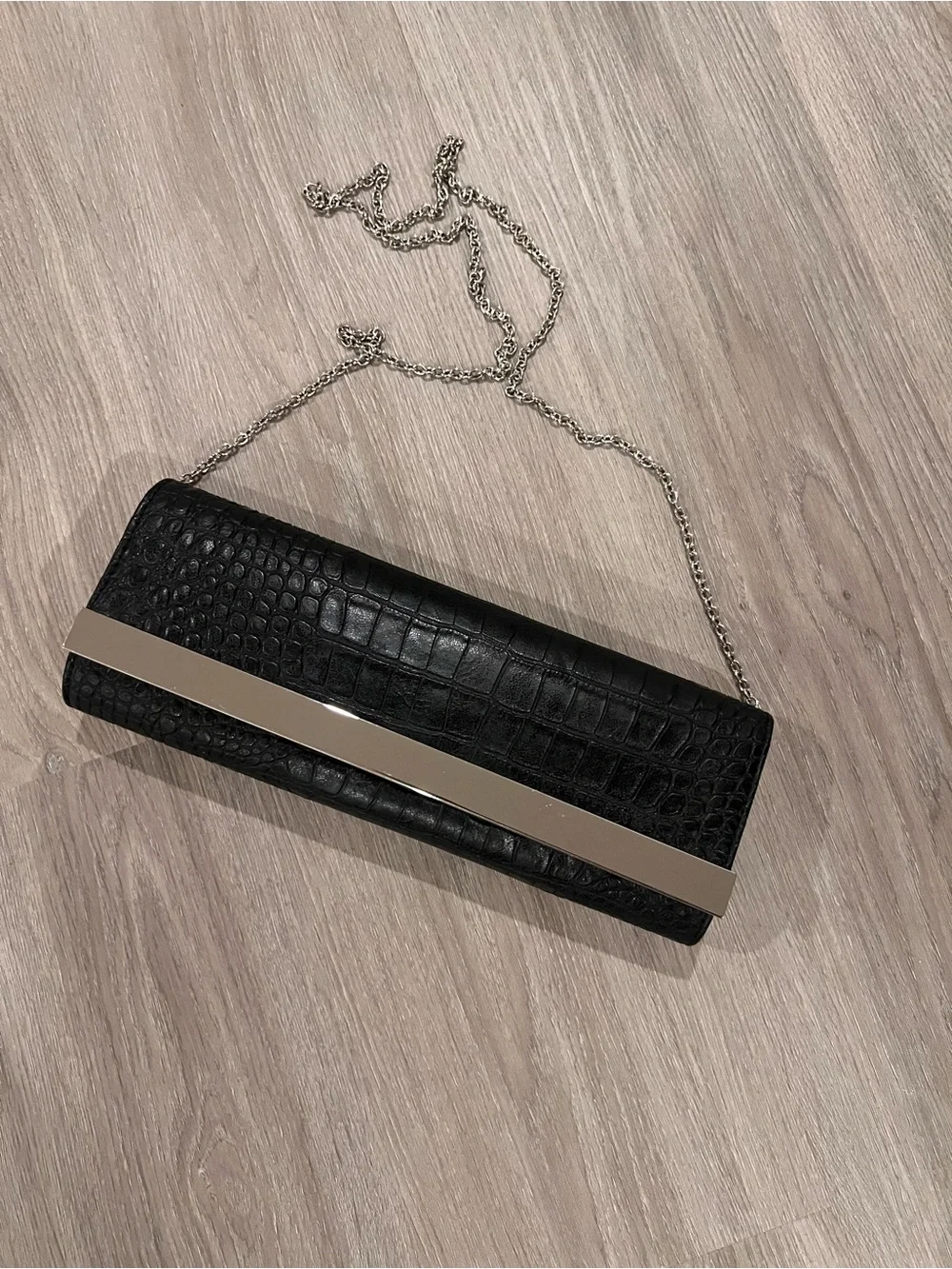Kate Landry Black Satin Evening Clutch